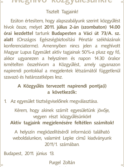 Meghívó közgyűlésünkre