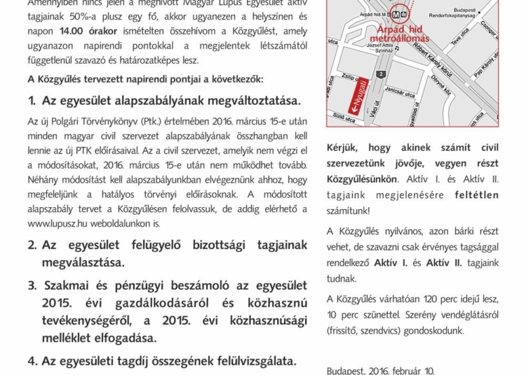 Meghívó közgyűlésünkre – 2016. március 12.